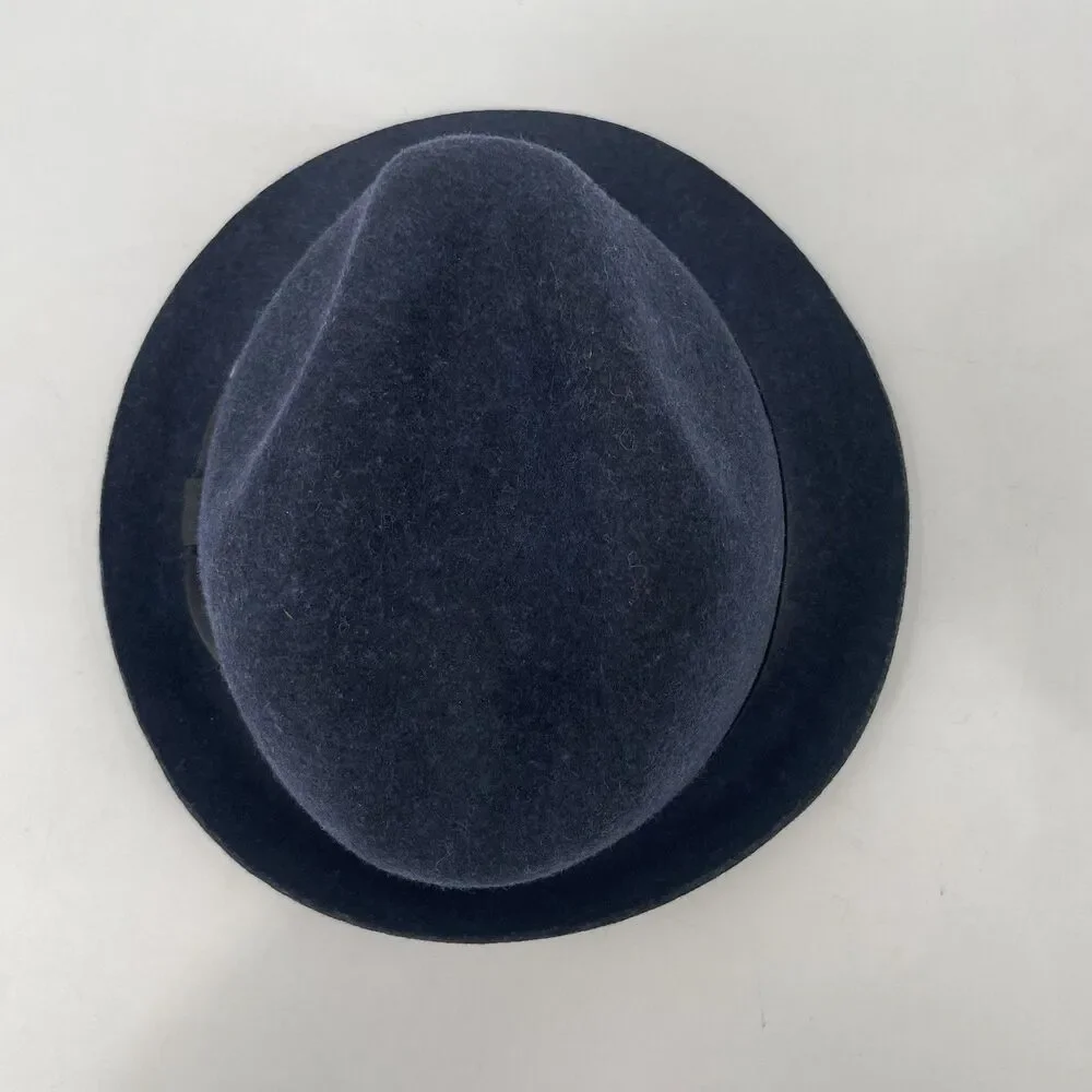 Bailey Of Hollywood Wool Felt Fedora Hat Mens M Blue Trilby Grosgrain Band #3903